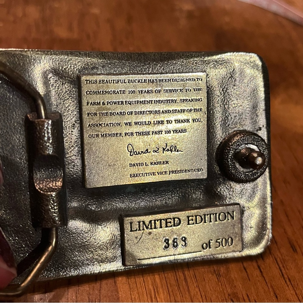 Vintage Ohio Farm & Power Equipment Retailers Belt Buckle 1983-1993 Anniversary View 4
